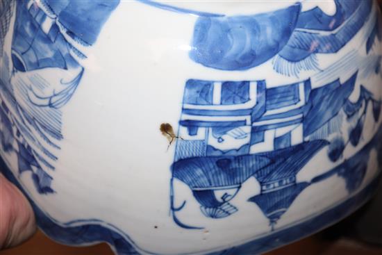 A Chinese blue and white sleeve vase, similar bowl and a sang de boeuf vase